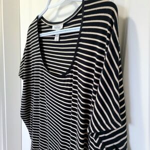 Black and tan  stripe blouse (L)